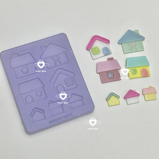 b074 bits mold cute houses, 3d print, shiny