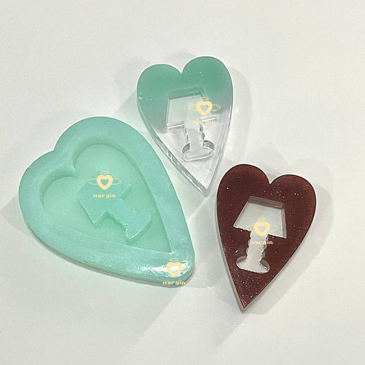 SK222 lamp heart shaker mold, backed, acrylic, shiny