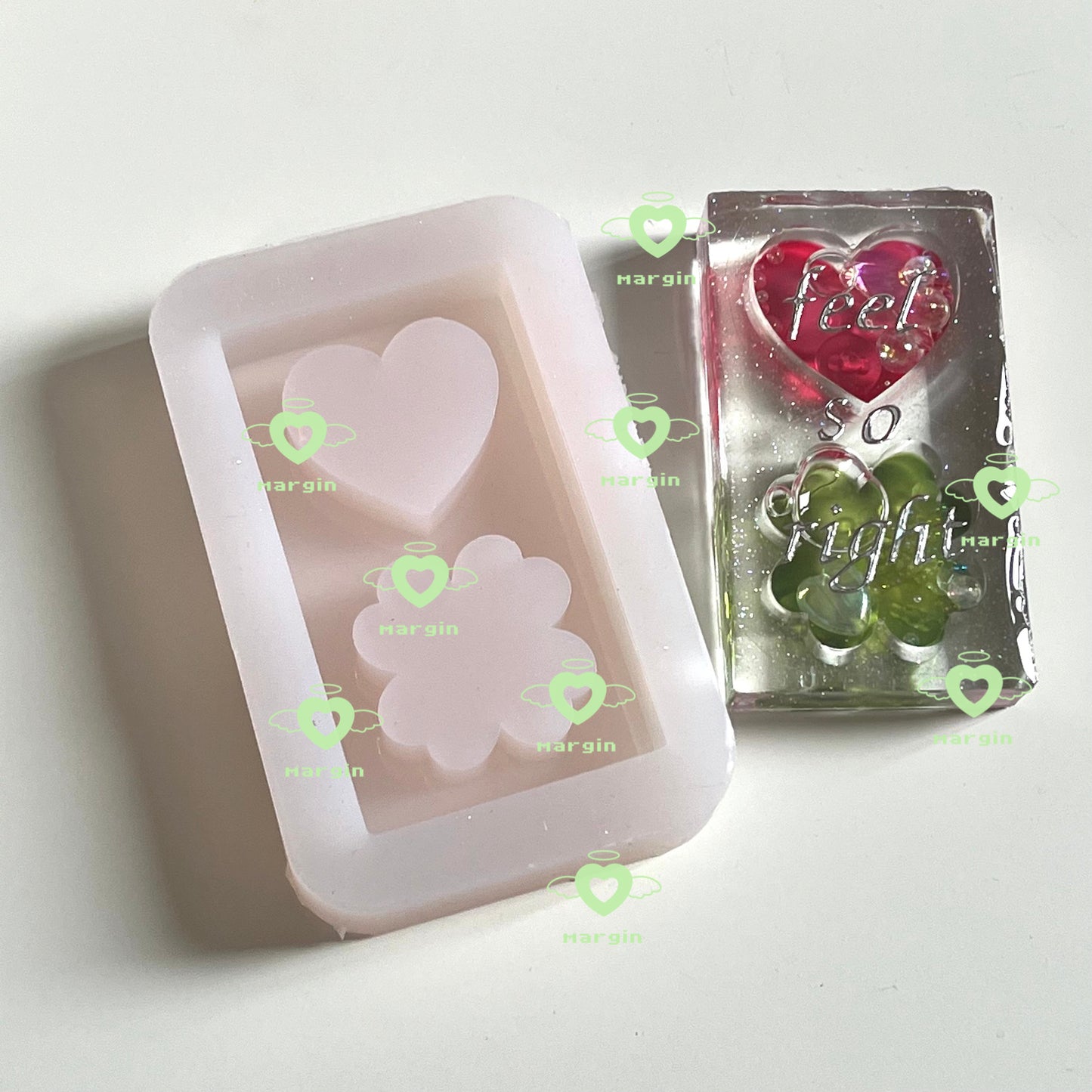 SK085 SK086 SK087 SK088  rectangular heart shaker mold, backed, acrylic, shiny