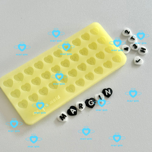 b042 bits mold heart alphabets, 3d print, matte