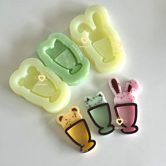 SK227 SK228 SK229 animal soda drink shaker mold, backed, acrylic, shiny