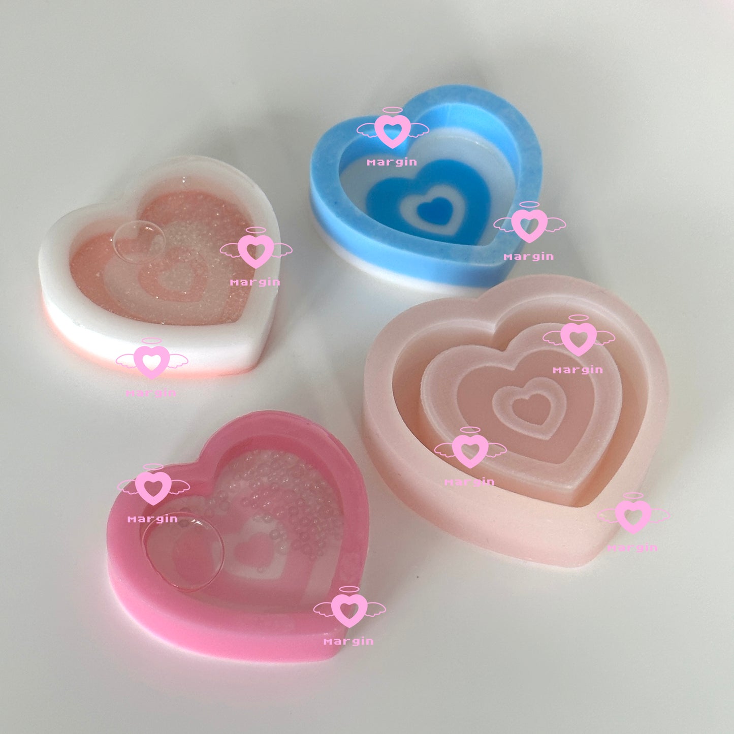 SK063 powerpuff heart shaker mold, backed, acrylic, shiny